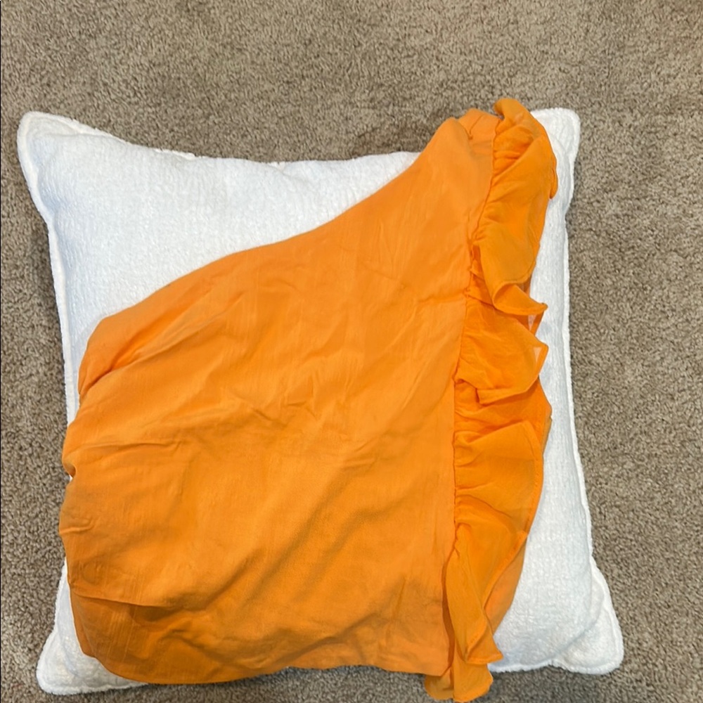 Free People Orange One-Shoulder Top